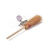 Halloween Wood Mini Broom Witches Broomstick Straw Broom Home Decorations AJEW-JD00007-3