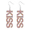 Bling Acrylic Word Kiss Dangle Earrings GIPO-PW0001-017I-1