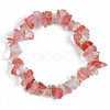 Unisex Chip Watermelon Stone Glass Beaded Stretch Bracelets BJEW-S143-39-2