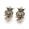 Alloy Rhinestone Hollow Owl Pendants for Halloween Jewelry PALLOY-J203-06AG-2