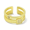 Brass with Cubic Zirconia Open Cuff Ring RJEW-B051-47G-2