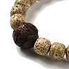 White Jade & Moon and Star Bodhi Beaded Stretch Bracelets with Sandalwood Flower BJEW-B080-03-2