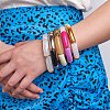 Candy Color Chunky Curved Tube Acrylic Beads Stretch Bracelets Set for Women BJEW-SW00015-9