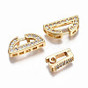 Brass Micro Pave Clear Cubic Zirconia Fold Over Clasps KK-T063-65G-NF-4