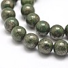 Round Natural Pyrite Beads Strands G-I127-6mm-01-3