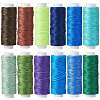 12Rolls 12 Colors Waxed Polyester Cord YC-SZ0001-03D-1