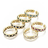 Brass Micro Pave Cubic Zirconia Cuff Rings RJEW-N032-002-NF-1