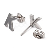 304 Stainless Steel Greek Alphabet Stud Earrings STAS-D007-07P-14-2