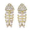 Brass Micro Pave Clear Cubic Zirconia Pendants ZIRC-S069-003G-1