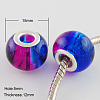 Spray Painted Two Tone Glass European Beads GPDL-R003-05S-1