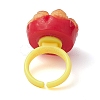 Resin Imitation Bread Open Cuff Ring for Women RJEW-JR00719-5