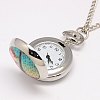 Openable Printed Porcelain Pocket Watch Necklace X-WACH-M008-M-4