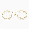 Semicircular Brass Micro Pave Clear Cubic Zirconia Cable Chain Stud Earrings EJEW-N015-01-3