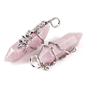 Natural Rose Quartz Double Terminal Pointed Pendants G-C144-03P-06-2