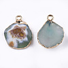 Electroplate Natural Agate Pendants G-T112-18F-2
