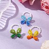 3Pcs 3 Colors Butterfly Glass Seed Beaded Stretch Finger Rings for Women RJEW-TA00150-2