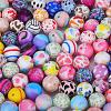 Printed Round with Baseball Pattern Silicone Focal Beads SI-JX0056A-104-4