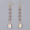 Glass Pearl Dangle Earrings EJEW-JE03187-02-1