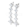Rhombus Brass Micro Pave Cubic Zirconia Dangle Hoop Earrings EJEW-D098-19P-1
