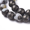 Assembled Synthetic African Pyrite and Flower Amazonite Beads Strands G-D0006-C14-8mm-3