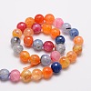 Dyed Natural Agate Faceted Round Beads Strands X-G-E320E-8mm-01-2