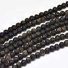 Frosted Natural Golden Sheen Obsidian Round Bead Strands G-F266-04-4mm-1