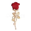 Valentine's Day Rose Flower Zinc Alloy Enamel Brooches JEWB-I031-05A-1