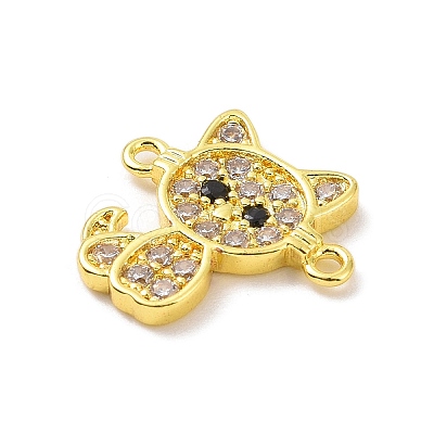 Real 18K Gold Plated Brass Pave Clear Cubic Zirconia Connector Charms KK-L209-059G-02-1