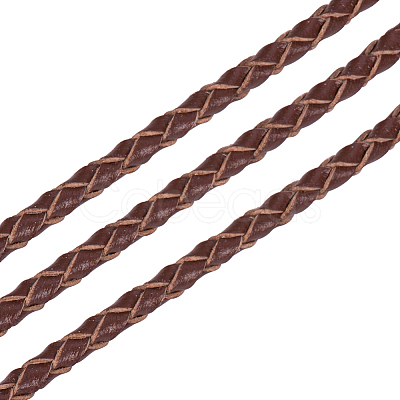 Brown Round Braided Leather Necklace Cords for Jewelry Making WL-PH0002-01B-1