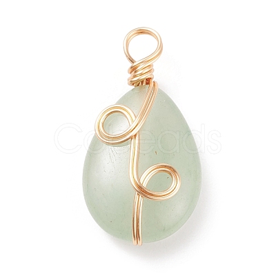 Natural Green Aventurin Pendants PALLOY-JF01621-03-1