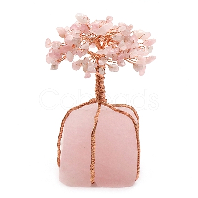 Natural Rose Quartz Chips Tree Decorations PW-WG57646-01-1