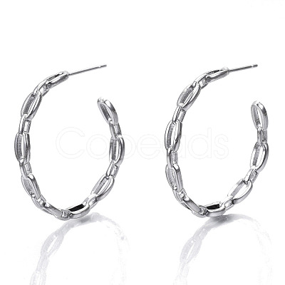 Brass Half Hoop Earrings KK-N232-115P-NF-1