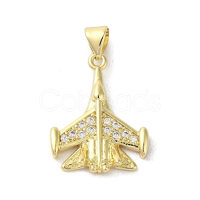 Rack Plating Brass Micro Pave Cubic Zirconia Pendants KK-C052-04A-G-1