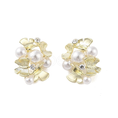 Brass with Resin Imitation Pearl Stud Earrings EJEW-B046-02G-1