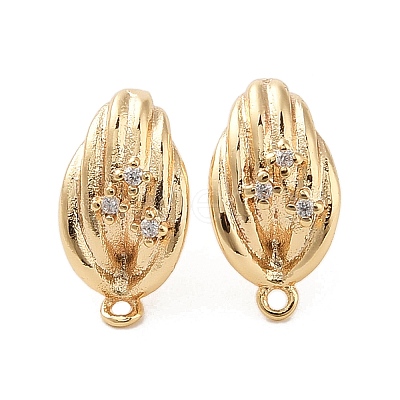 Brass with Clear Cubic Zirconia Stud Earring Findings KK-G491-57C-G-1