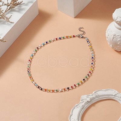 Natural Quartz Crystal & Glass Seed Bead Beaded Necklaces for Women NJEW-JN04262-1