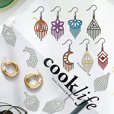 Tassel Earring Theme Carbon Steel Cutting Dies Stencils DIY-WH0309-1948-1