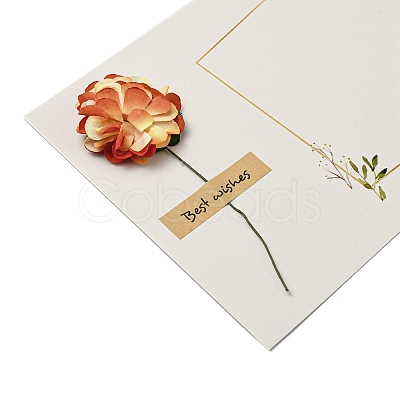 Dried Carnation Paper Thank You Greeting Cards AJEW-K043-01E-1