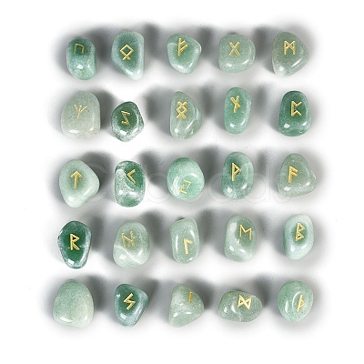 Natural Green Aventurine Rune Stones PW-WGED742-04-1