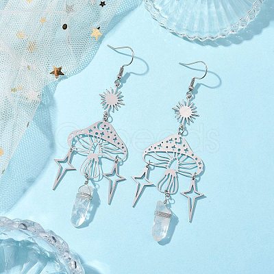 201 Stainless Steel Mushroom Dangle Earring EJEW-JE05759-1