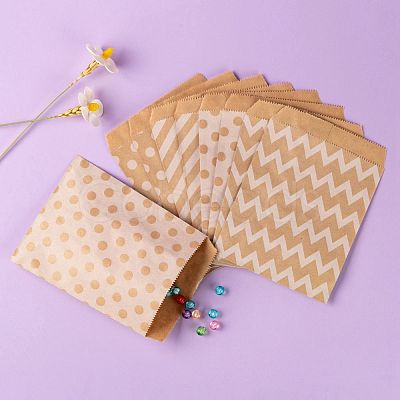 100Pcs 4 Patterns Eco-Friendly Kraft Paper Bags CARB-LS0001-02A-1