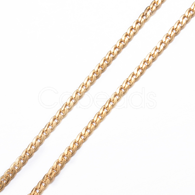 Ion Plating(IP) 304 Stainless Steel Curb Chain Necklaces NJEW-K099-04G-1