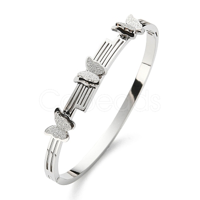 Non-Tarnish 304 Stainless Steel Butterfly Hinged Bangle for Women BJEW-D055-05P-1