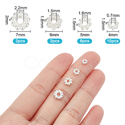 GOMAKERER 20Pcs 4 Styles 925 Sterling Silver Spacer Beads STER-GO0001-19-1