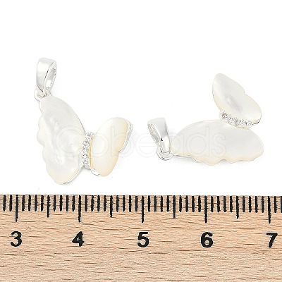 Natural White Shell Butterfly Pendants KK-U043-25S-1