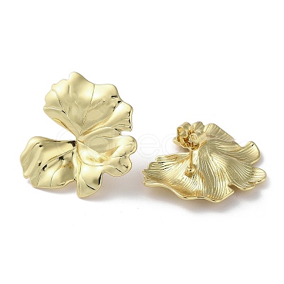 Rack Plating Brass Leaf Stud Earrings EJEW-M237-04G-1