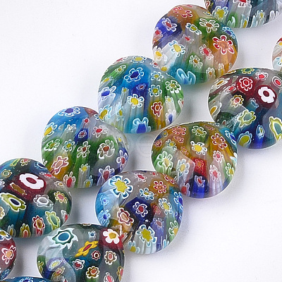 Handmade Millefiori Lampwork Beads Strands LAMP-S191-11-1