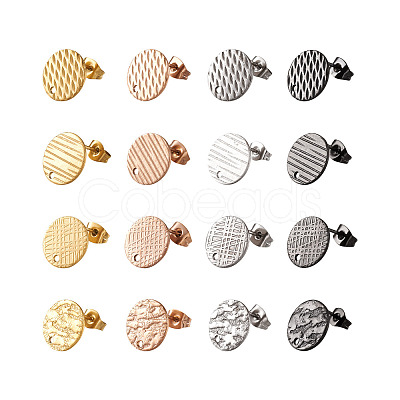 32Pcs 16 Styles 304 Stainless Steel Ear Stud Findings STAS-TA0001-37-1