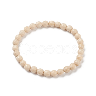 Natural Fossil Bead Stretch Bracelets X-BJEW-K212-A-015-1