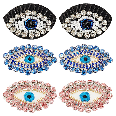 AHADERMAKER 6pcs 3 style Evil Eye Non-woven Fabrics Cloth Sew on Appliques PATC-GA0001-19-1